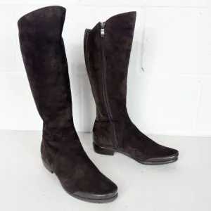 Vintage Ilasio Renzoni Boots Womens 36 Brown Suede Knee High Shearling Lined
