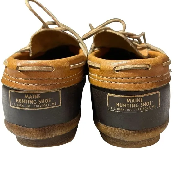 VINTAGE Mens LL BEAN Maine Hunting Shoe Boots Duck Leather Rubber Mocs 8M
