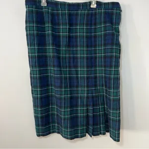 Vintage Pendleton blue green tartan plaid midi skirt size 24 preppy schoolgirl