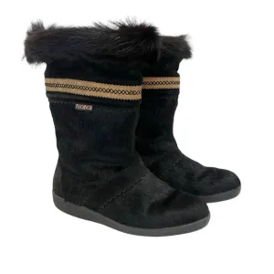 Vintage Tecnica Made in Italy Apres Ski Black Fur Winter Boots Size 39/8.5