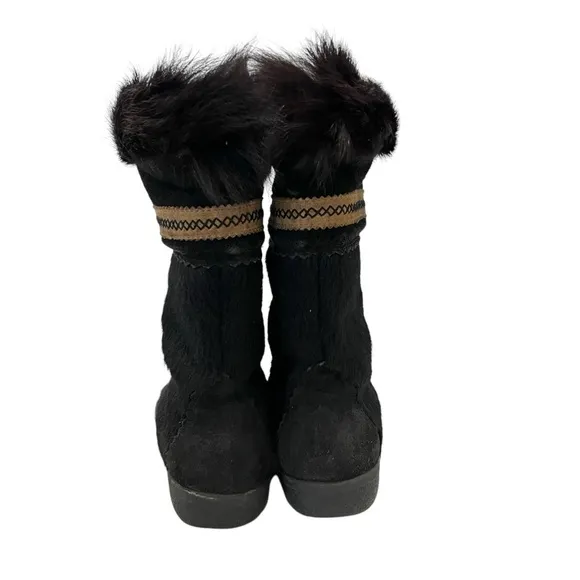 Vintage Tecnica Made in Italy Apres Ski Black Fur Winter Boots Size 39/8.5