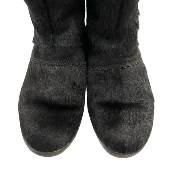 Vintage Tecnica Made in Italy Apres Ski Black Fur Winter Boots Size 39/8.5