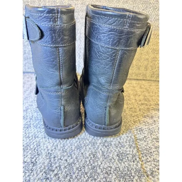 Vintage UGG Australia Black Leather Shearling-Lined Ankle Boots  Men's Size 7 Wi