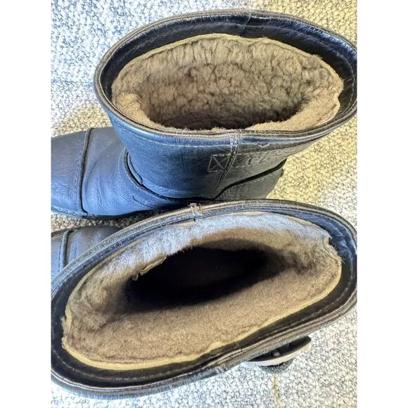 Vintage UGG Australia Black Leather Shearling-Lined Ankle Boots  Men's Size 7 Wi