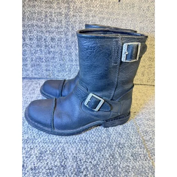 Vintage UGG Australia Black Leather Shearling-Lined Ankle Boots  Men's Size 7 Wi