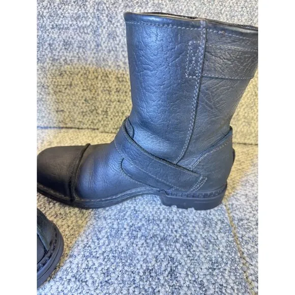 Vintage UGG Australia Black Leather Shearling-Lined Ankle Boots  Men's Size 7 Wi