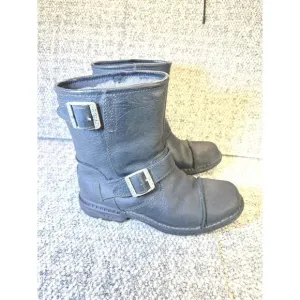 Vintage UGG Australia Black Leather Shearling-Lined Ankle Boots  Men's Size 7 Wi