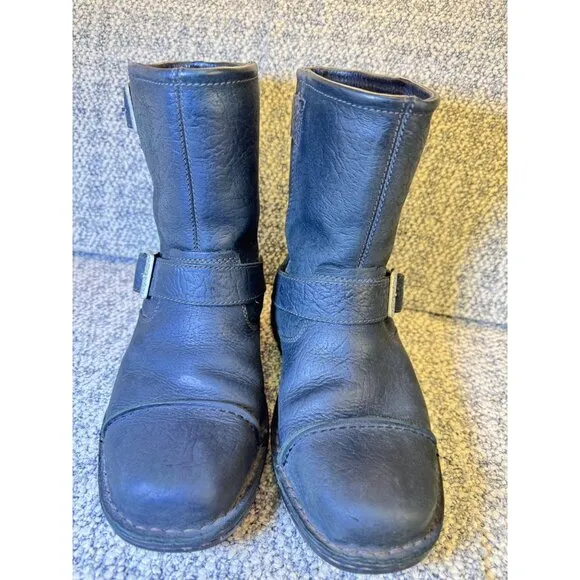 Vintage UGG Australia Black Leather Shearling-Lined Ankle Boots  Men's Size 7 Wi