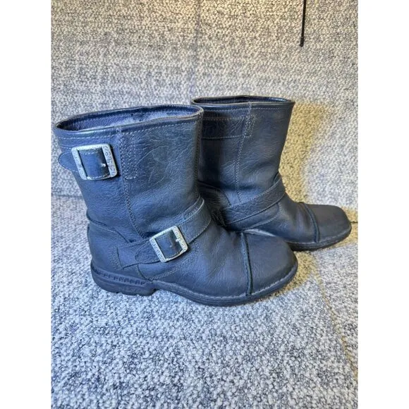 Vintage UGG Australia Black Leather Shearling-Lined Ankle Boots  Men's Size 7 Wi
