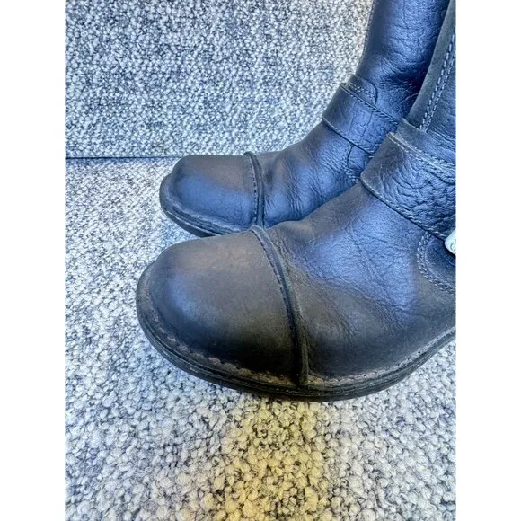 Vintage UGG Australia Black Leather Shearling-Lined Ankle Boots  Men's Size 7 Wi