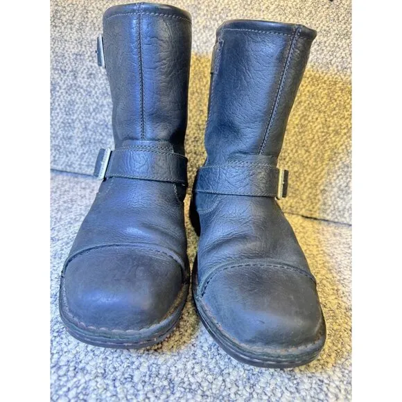 Vintage UGG Australia Black Leather Shearling-Lined Ankle Boots  Men's Size 7 Wi