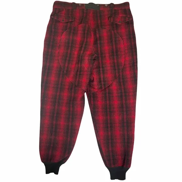 Vintage Woolrich Hunting Pants Buffalo Plaid Wool Antique Hunt Pant Red
