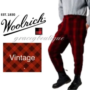 Vintage Woolrich Hunting Pants Buffalo Plaid Wool Antique Hunt Pant Red