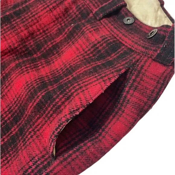 Vintage Woolrich Hunting Pants Buffalo Plaid Wool Antique Hunt Pant Red