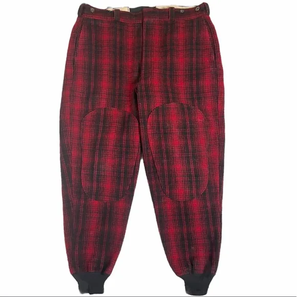 Vintage Woolrich Hunting Pants Buffalo Plaid Wool Antique Hunt Pant Red