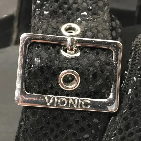 Vionic Black Lizard Rio Platform Slide Sandals