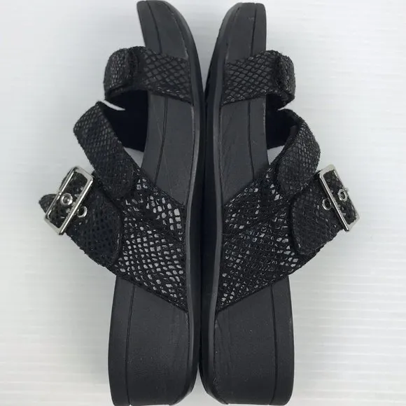 Vionic Black Lizard Rio Platform Slide Sandals
