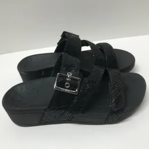 Vionic Black Lizard Rio Platform Slide Sandals