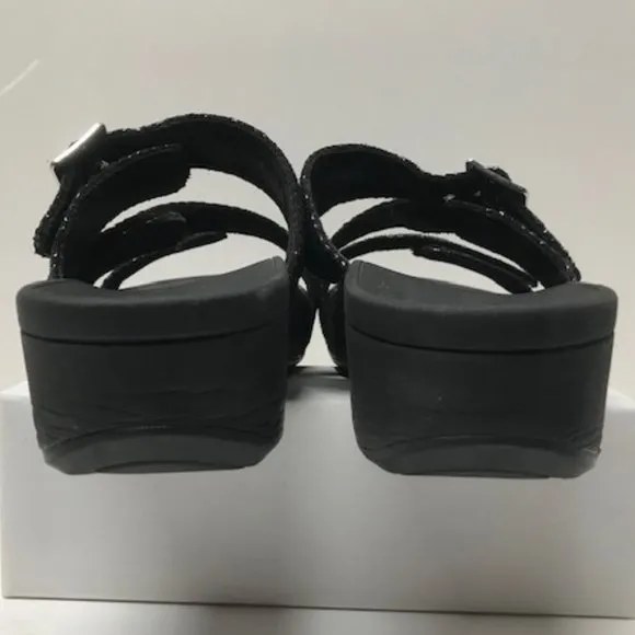 Vionic Black Lizard Rio Platform Slide Sandals