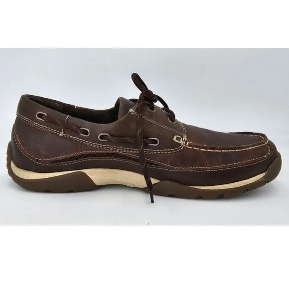 Vionic Boat Deck Shoe Brown Eddy Orthaheel Leather Loafers Slip On Men's 8.5