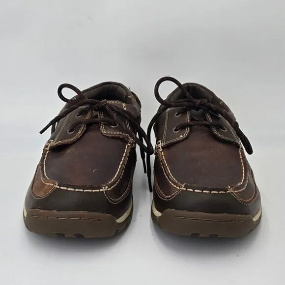 Vionic Boat Deck Shoe Brown Eddy Orthaheel Leather Loafers Slip On Men's 8.5