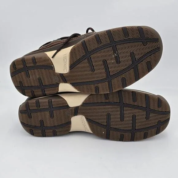 Vionic Boat Deck Shoe Brown Eddy Orthaheel Leather Loafers Slip On Men's 8.5