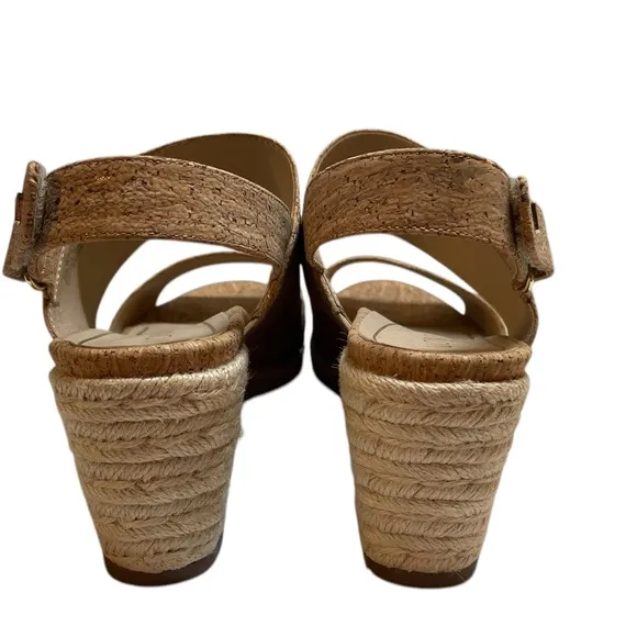 VIONIC Brooke Cork Fabric Rope Wedge Heel Rubber Soled Support Sandals - Sz 9.5