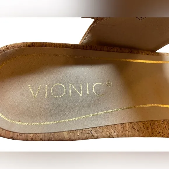 VIONIC Brooke Cork Fabric Rope Wedge Heel Rubber Soled Support Sandals - Sz 9.5