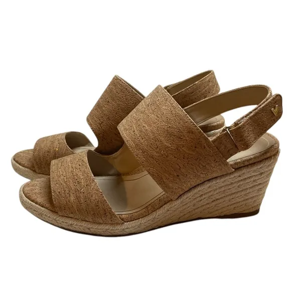 VIONIC Brooke Cork Fabric Rope Wedge Heel Rubber Soled Support Sandals - Sz 9.5