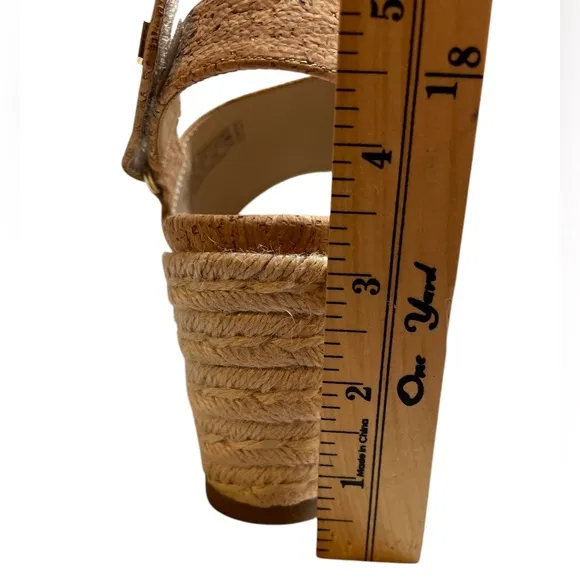 VIONIC Brooke Cork Fabric Rope Wedge Heel Rubber Soled Support Sandals - Sz 9.5