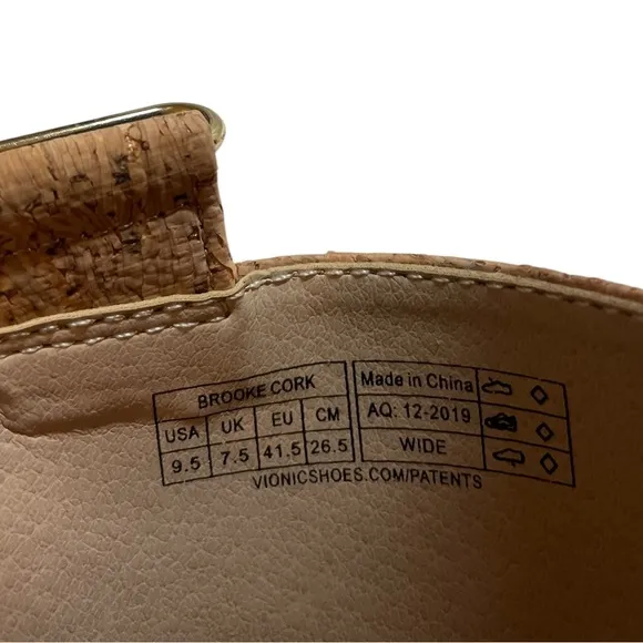 VIONIC Brooke Cork Fabric Rope Wedge Heel Rubber Soled Support Sandals - Sz 9.5