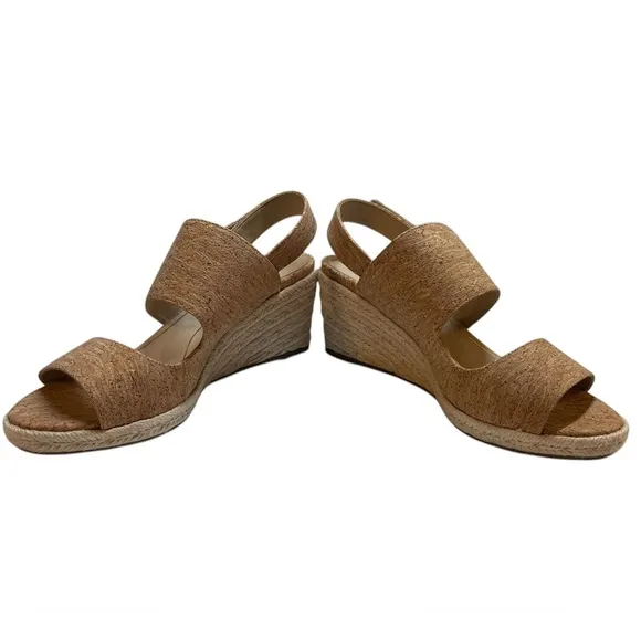 VIONIC Brooke Cork Fabric Rope Wedge Heel Rubber Soled Support Sandals - Sz 9.5