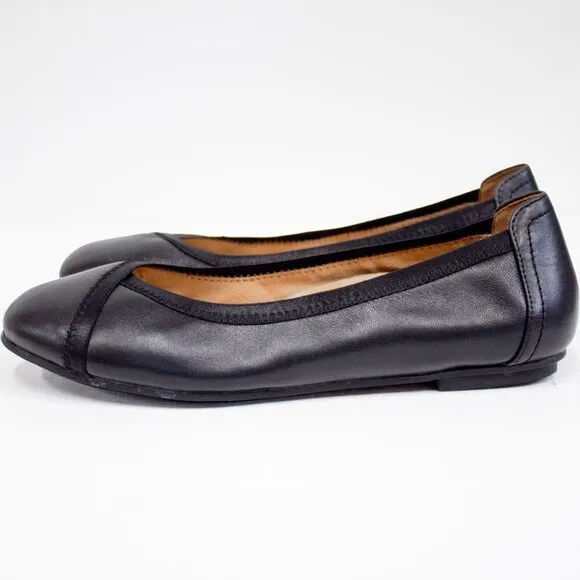 VIONIC CAROLL Black Leather Ballet Flats, Slip On, Closed Toe, Minimalist VIONIC