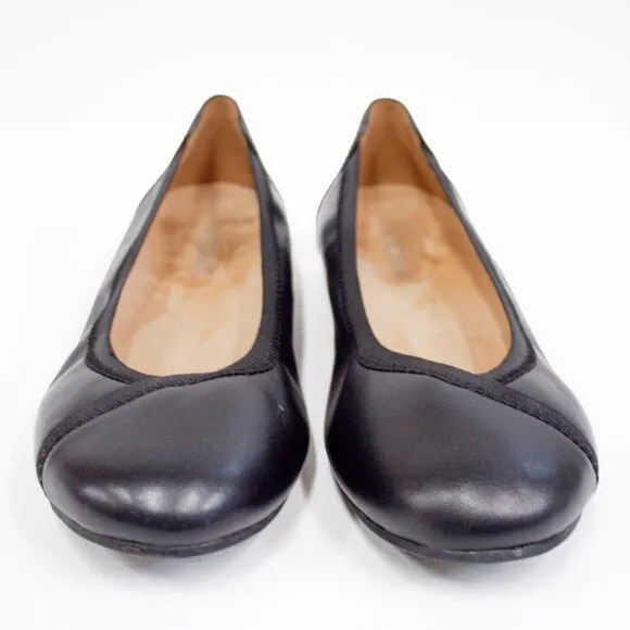 VIONIC CAROLL Black Leather Ballet Flats, Slip On, Closed Toe, Minimalist VIONIC