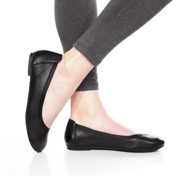 VIONIC CAROLL Black Leather Ballet Flats, Slip On, Closed Toe, Minimalist VIONIC