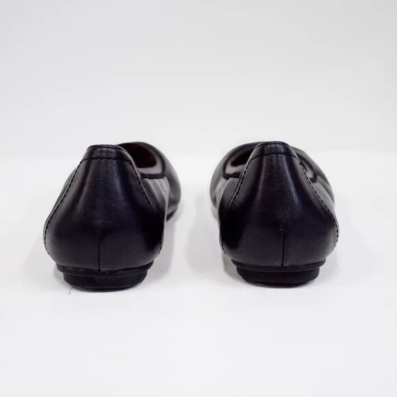 VIONIC CAROLL Black Leather Ballet Flats, Slip On, Closed Toe, Minimalist VIONIC