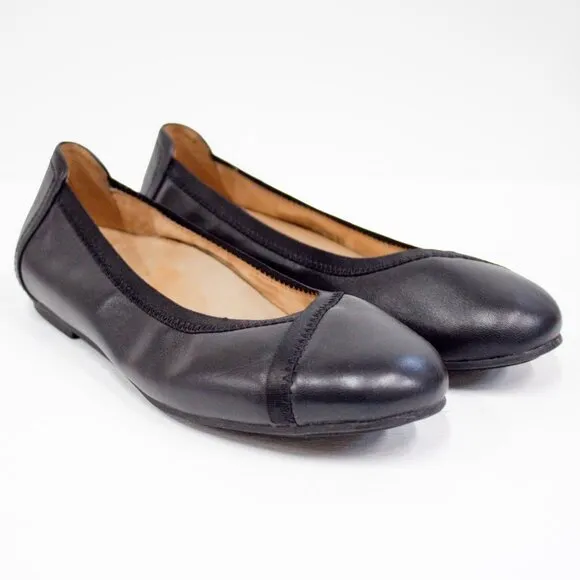 VIONIC CAROLL Black Leather Ballet Flats, Slip On, Closed Toe, Minimalist VIONIC