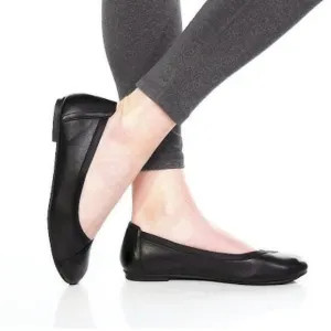 VIONIC CAROLL Black Leather Ballet Flats, Slip On, Closed Toe, Minimalist VIONIC