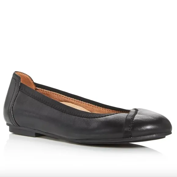 VIONIC CAROLL Black Leather Ballet Flats, Slip On, Closed Toe, Minimalist VIONIC