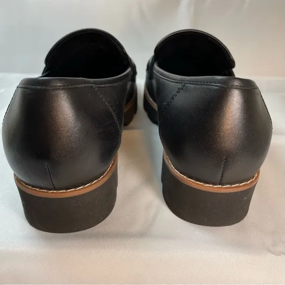 Vionic Cheryl II Lug Sole Women's Loafers - black nappa leather - size 6.5 Wide