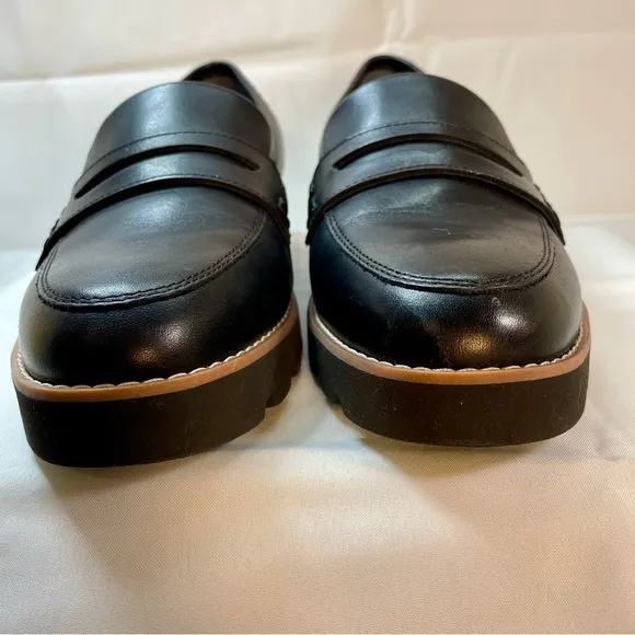 Vionic Cheryl II Lug Sole Women's Loafers - black nappa leather - size 6.5 Wide