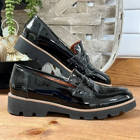 Vionic Cheryl Women's Lug Sole Patent Leather Penny Loafers Black Size 6