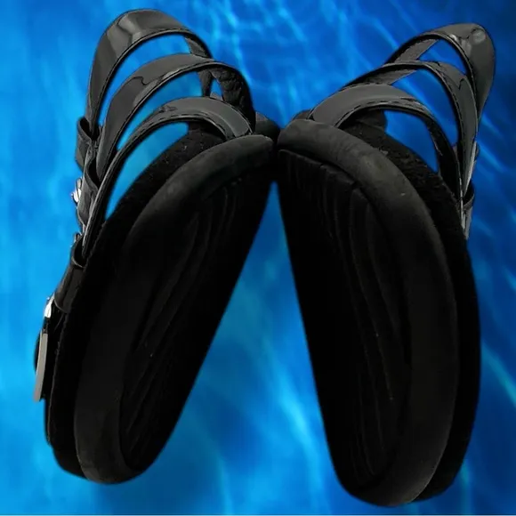 Vionic Glossy Black Patent MISA SLIDE SANDALS Size 9