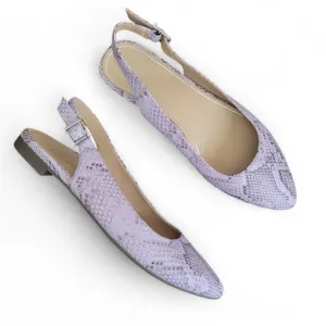 Vionic Jade Snakeskin Slingback Pointed Toe Flats - Pastel Lilac / Purple
