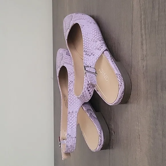 Vionic Jade Snakeskin Slingback Pointed Toe Flats - Pastel Lilac / Purple