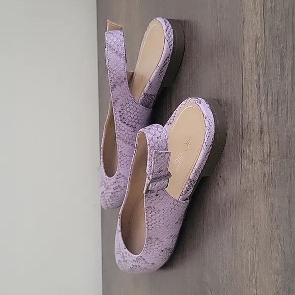 Vionic Jade Snakeskin Slingback Pointed Toe Flats - Pastel Lilac / Purple