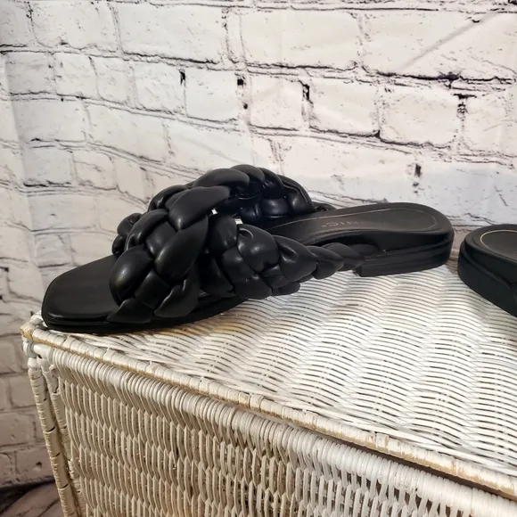 Vionic Kalina Women's Black Slide On Orthopedic Braided Sandals Sz 11 NWOB
