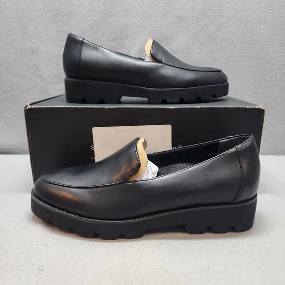 Vionic Kensley Black Leather Loafer Arch Support Womens 6 Wide NIB