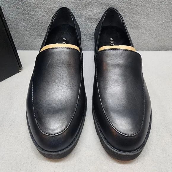 Vionic Kensley Black Leather Loafer Arch Support Womens 6 Wide NIB