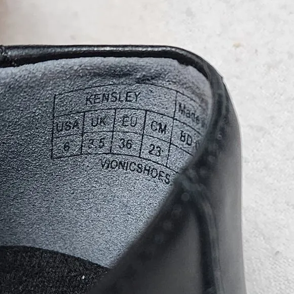 Vionic Kensley Black Leather Loafer Arch Support Womens 6 Wide NIB